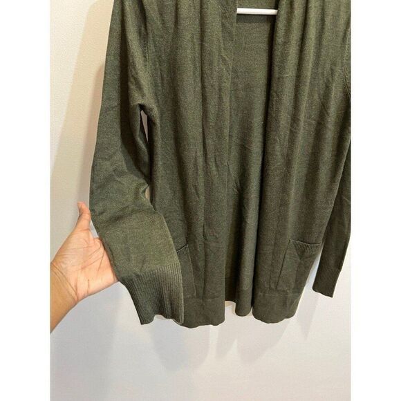 Pink Clover Women Penton Green Two Pocket Stretch Long Sleeve Open Cardigan - Picture 4 of 8